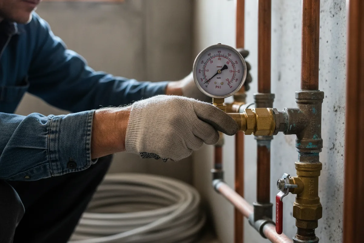 Pressure testing a repaired line during Water Line Repair in Floriston